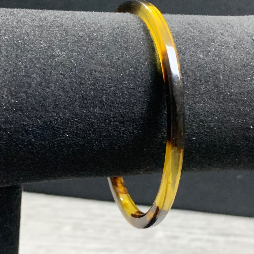 Vintage Tortoiseshell Resin Bangle Bracelet Amber Brown Mottled Minimalist 3638